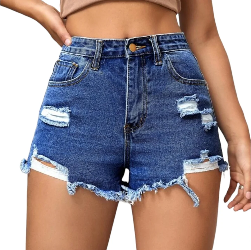 No Boundaries NWT High Rise Destructed Midi Shorts in Dark Wash Size 5
